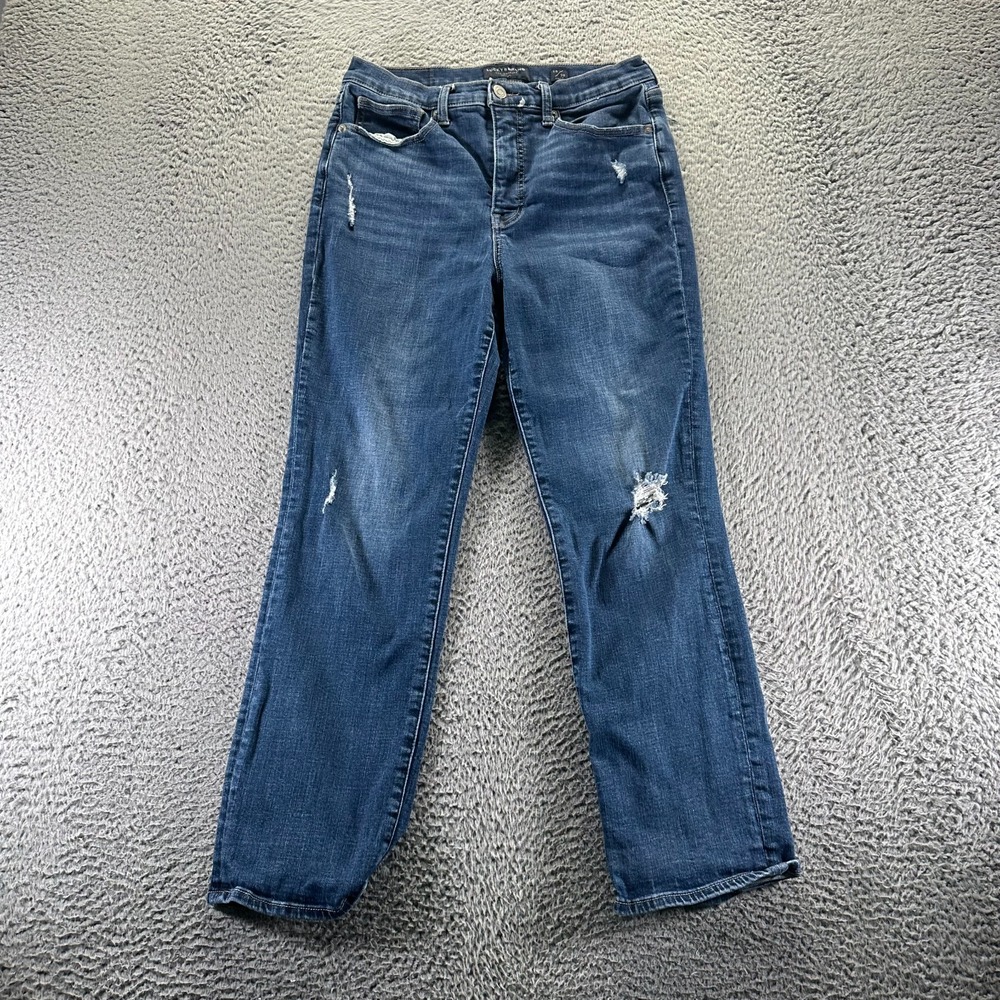 Lucky Brand Zoe Jeans Womens 10 Blue Denim Ankle‎ Straight High-Rise Distressed
